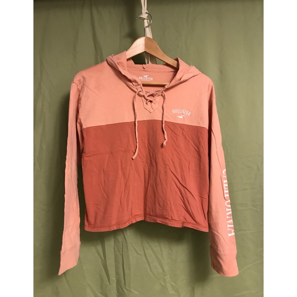 Hollister | coral and peach long sleeve shirt